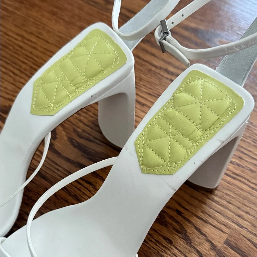 SCHUTZ White and Yellow Strappy Heels